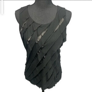 CHICOS | Black Sleeveless Ruffle Scoop Neck Medium